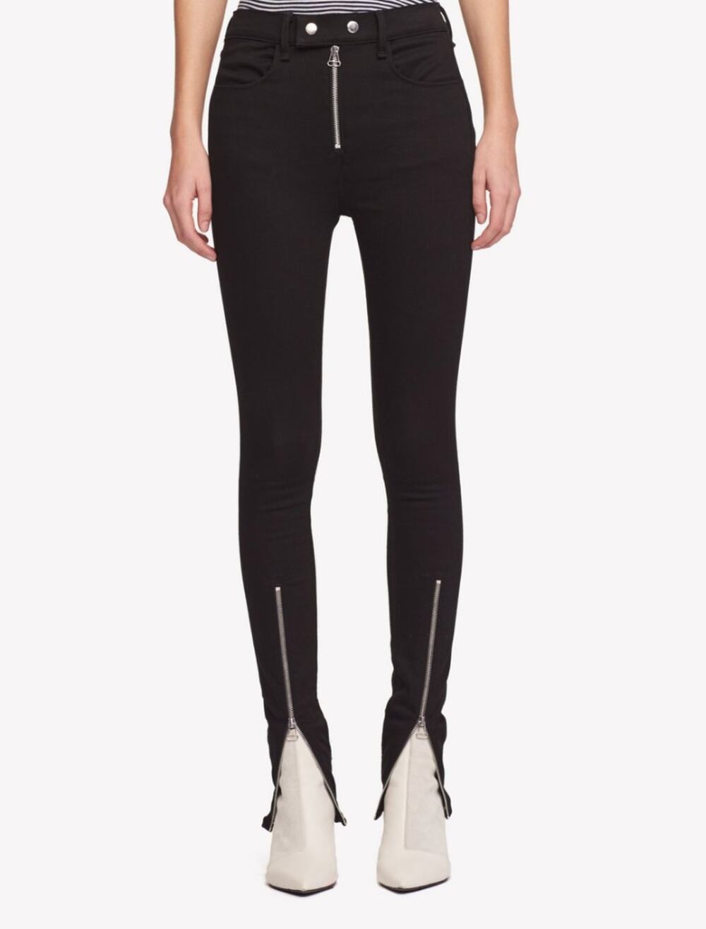 rag & bone Isabel Skinny Jeans High Rise Moto-Inspired Zippers in Black Size 27